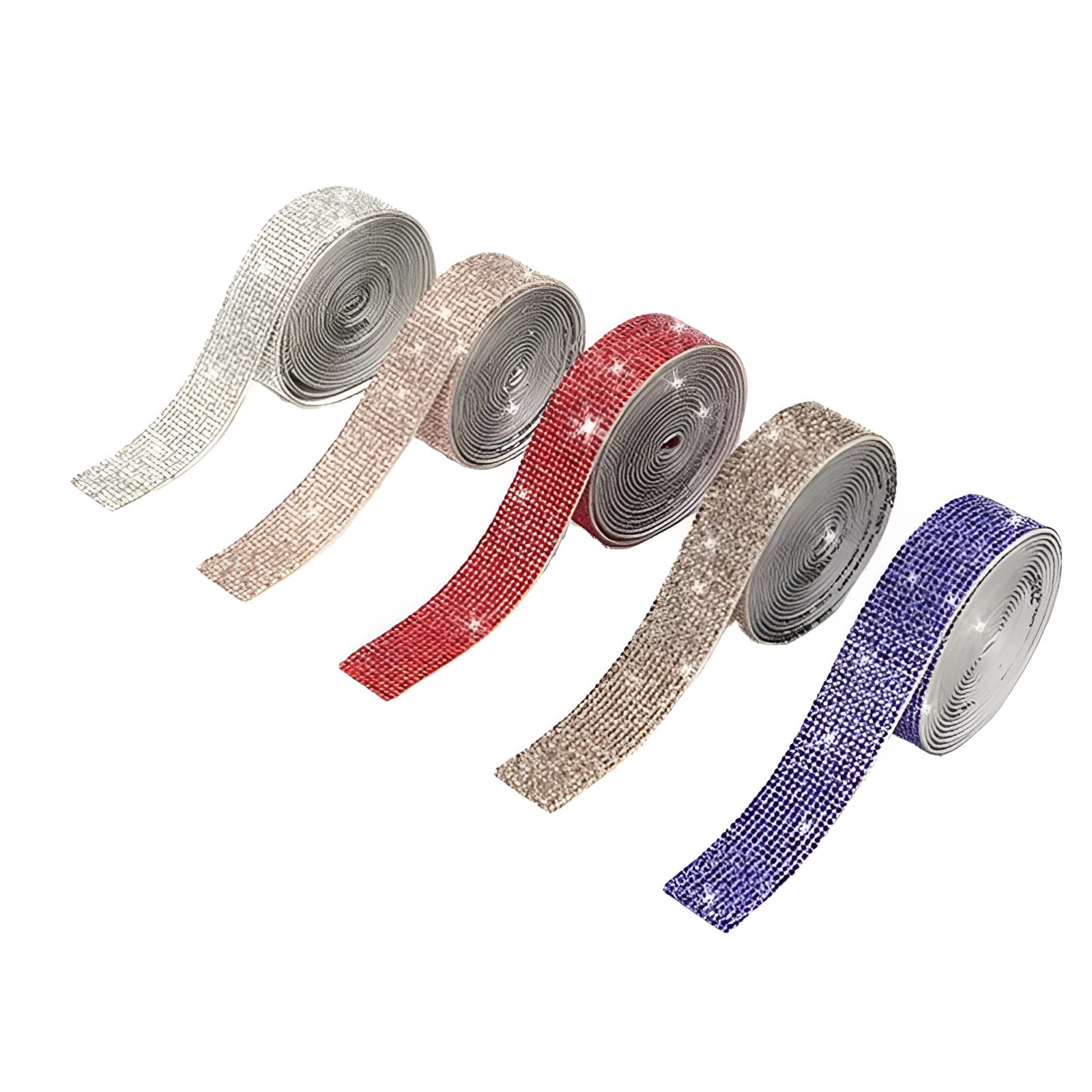 Self-adhesive glass water drill strip in white AB colour with electroplated finish for clothing decoration