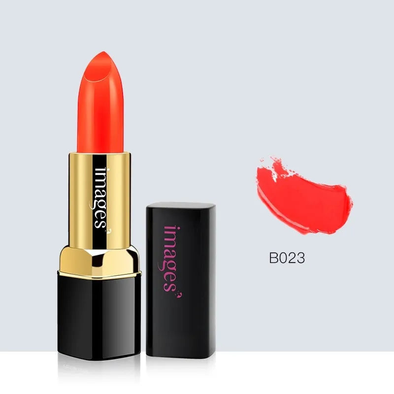 Moisturising lipstick lip gloss stick in 3.8g size, shown in a range of ten colours