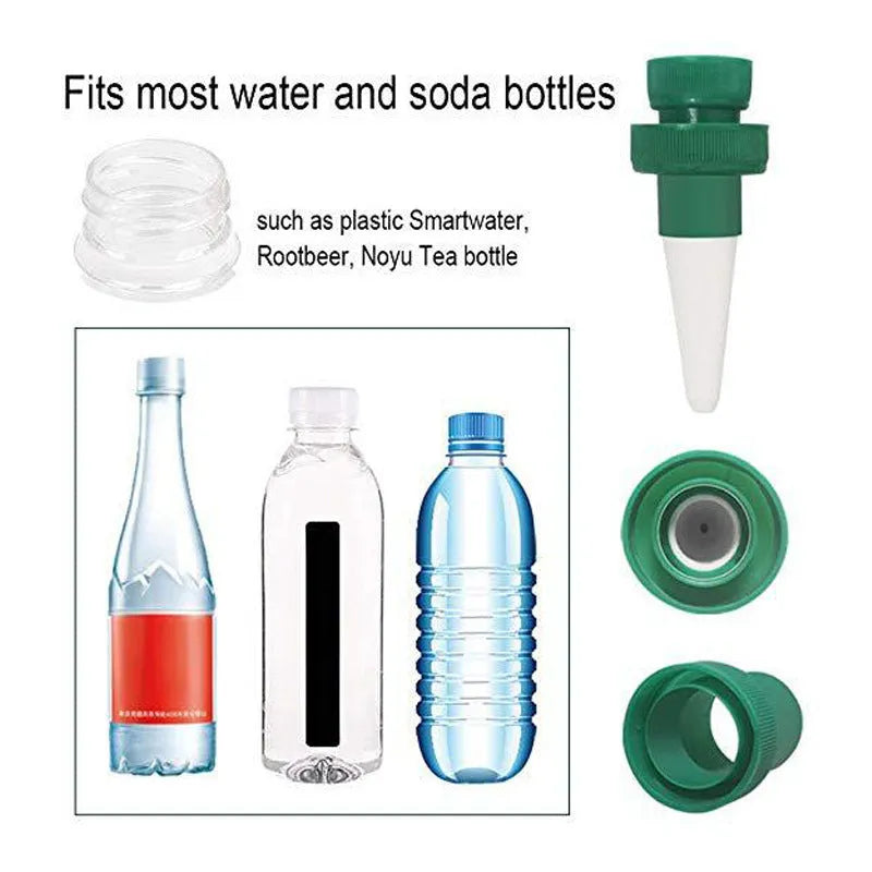 Green ceramic drip irrigation device for garden watering with cola bottle
