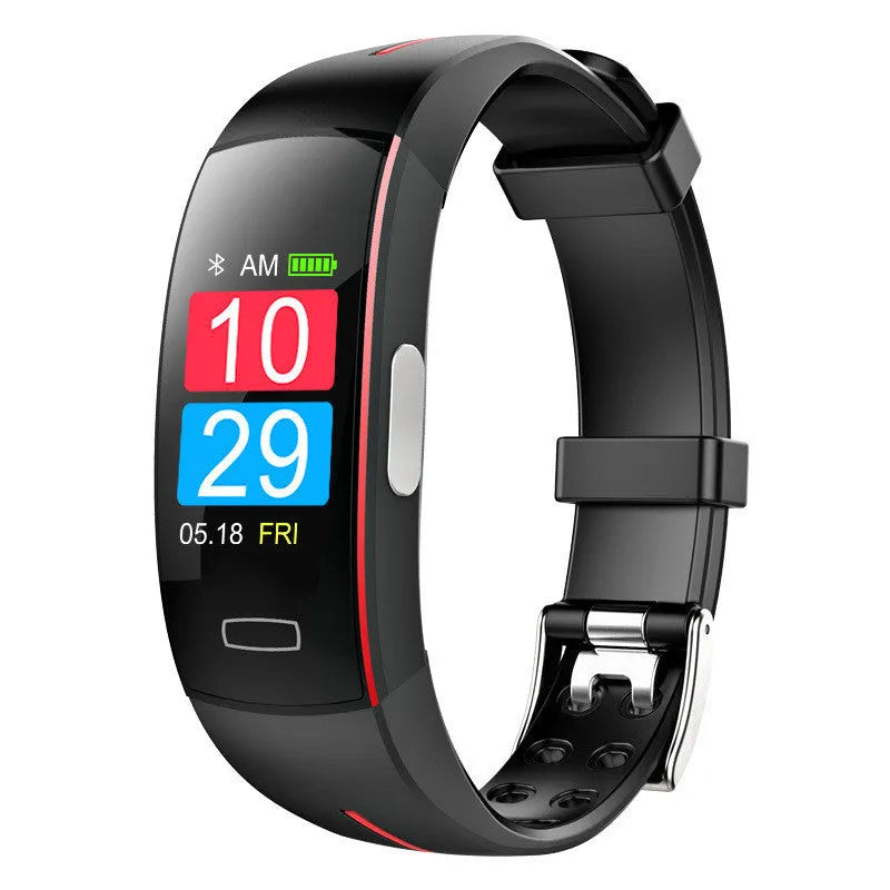 P3 smart watch with heart rate and ECG monitoring, OLED display, silicone wristband, black and blue colour