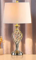 European style bedside table lamp with USB charging port and touch-sensitive cold warm light controls