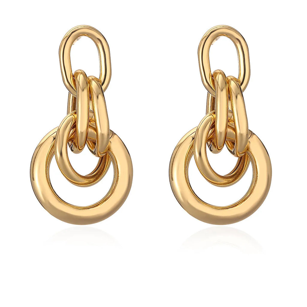 Gold geometric irregular shaped copper earrings for women, INS style statement jewellery
