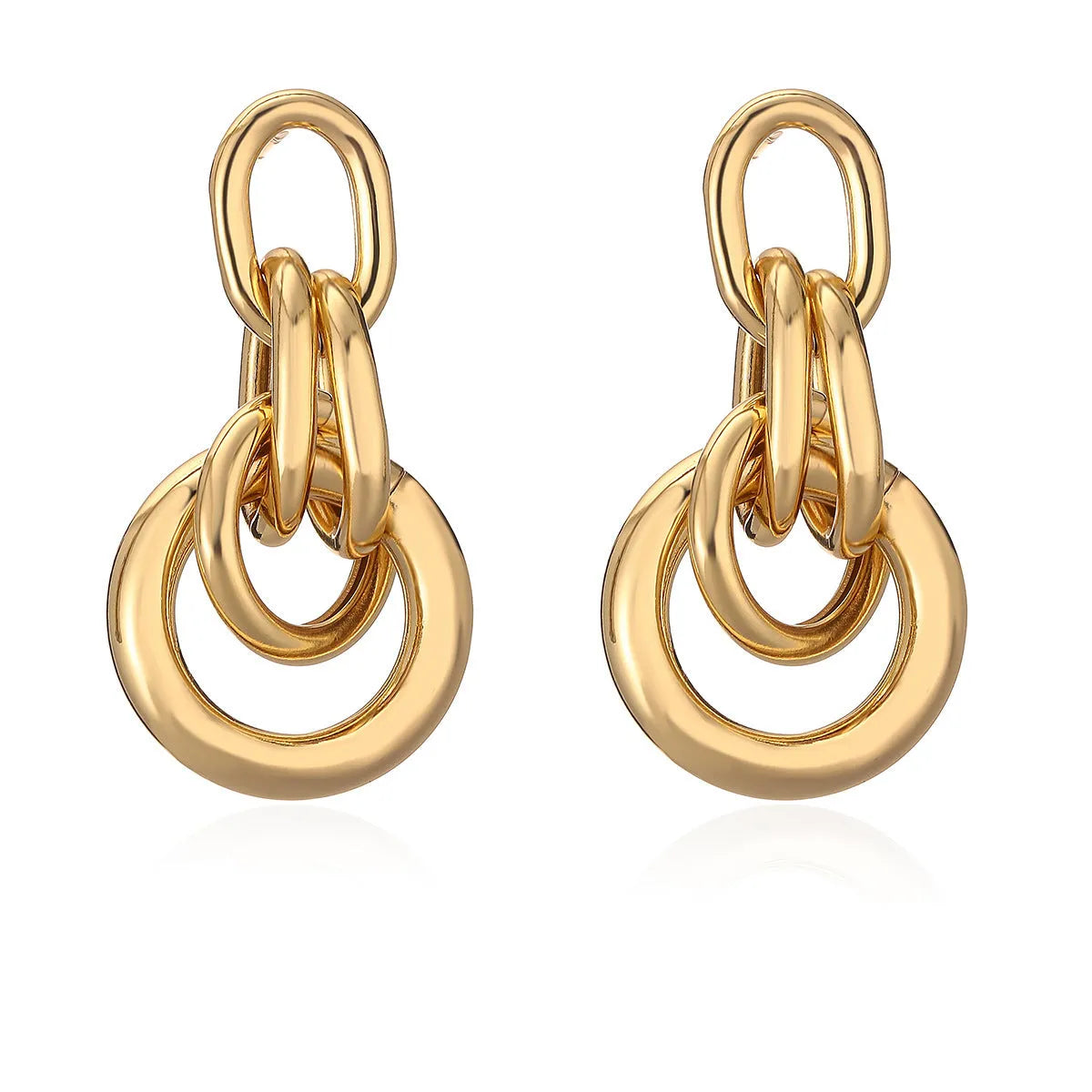 Gold geometric irregular shaped copper earrings for women, INS style statement jewellery