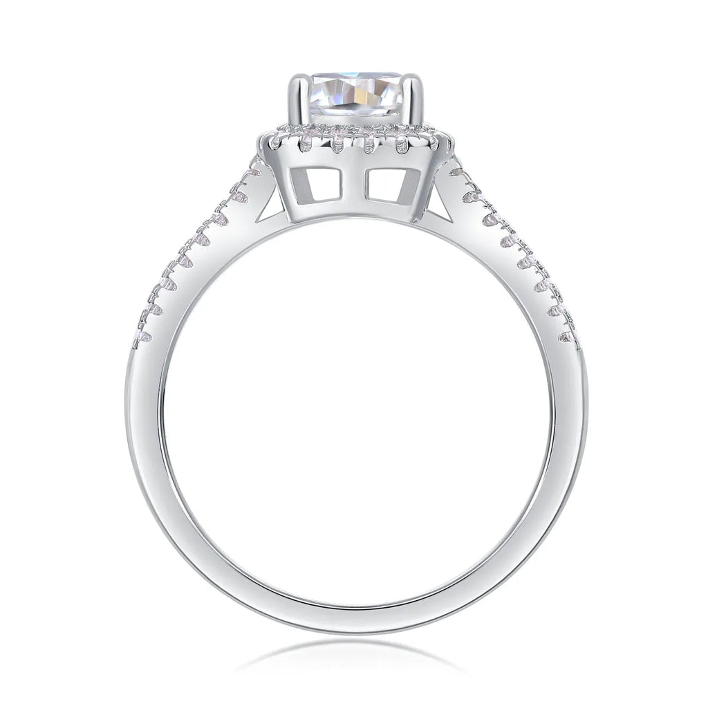 Moissanite wedding ring set with square 6x6mm stone, platinum plated S925 silver, in gift box with GRA certificate