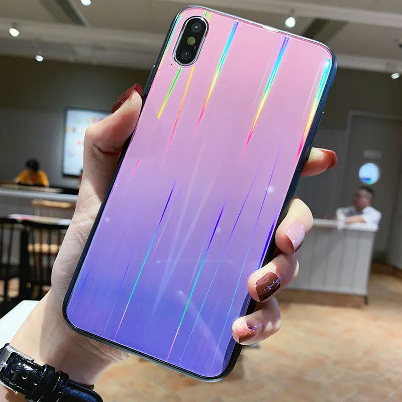Gradient glass phone case with starry sky design back cover for Huawei models