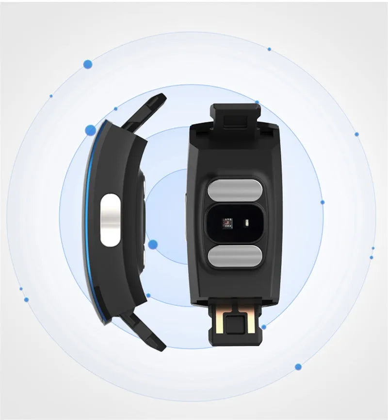 P3 smart watch with heart rate and ECG monitoring, OLED display, silicone wristband, black and blue colour