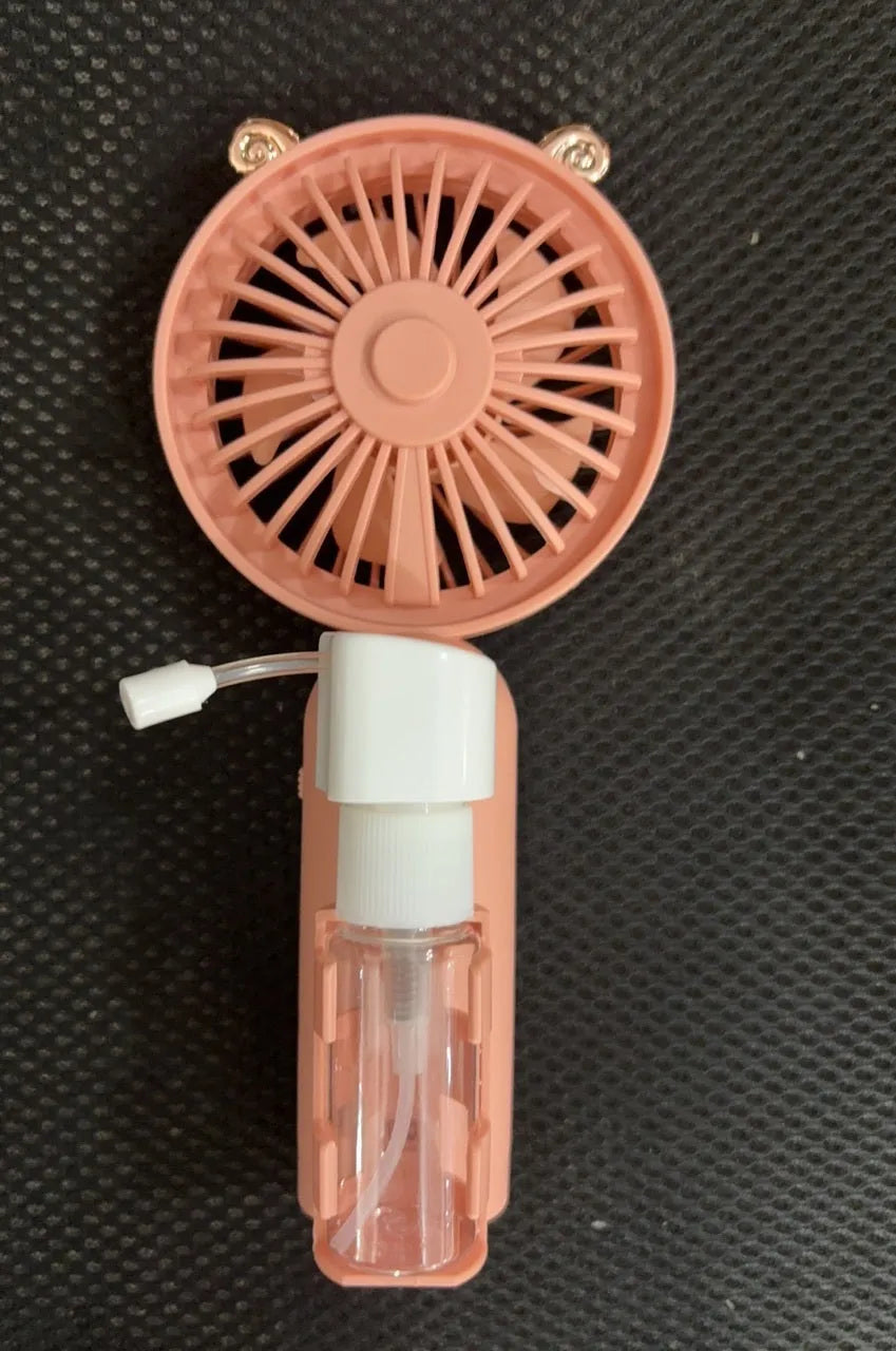 Plastic USB personal desk fan in five colour options showing compact 20cm by 6cm dimensions