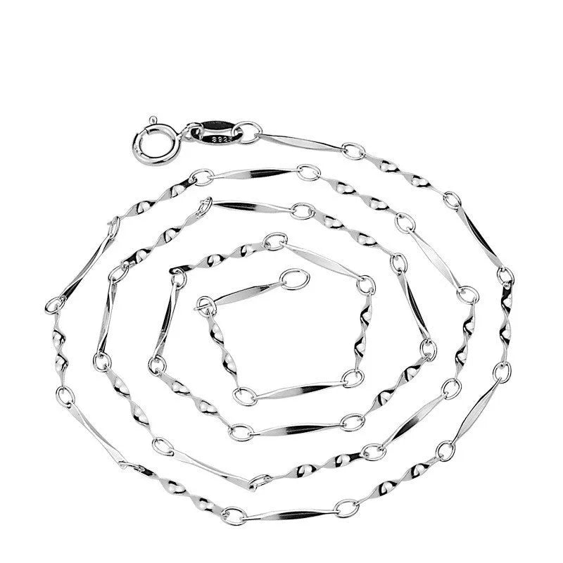 S925 sterling silver geometric ornament pendant necklace with twisted chain 40CM or 45CM silver colour