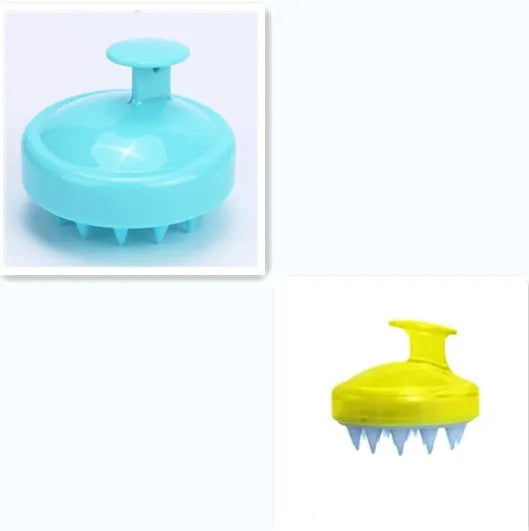 Silicone shampoo brush scalp massage comb 8x8x7cm in black