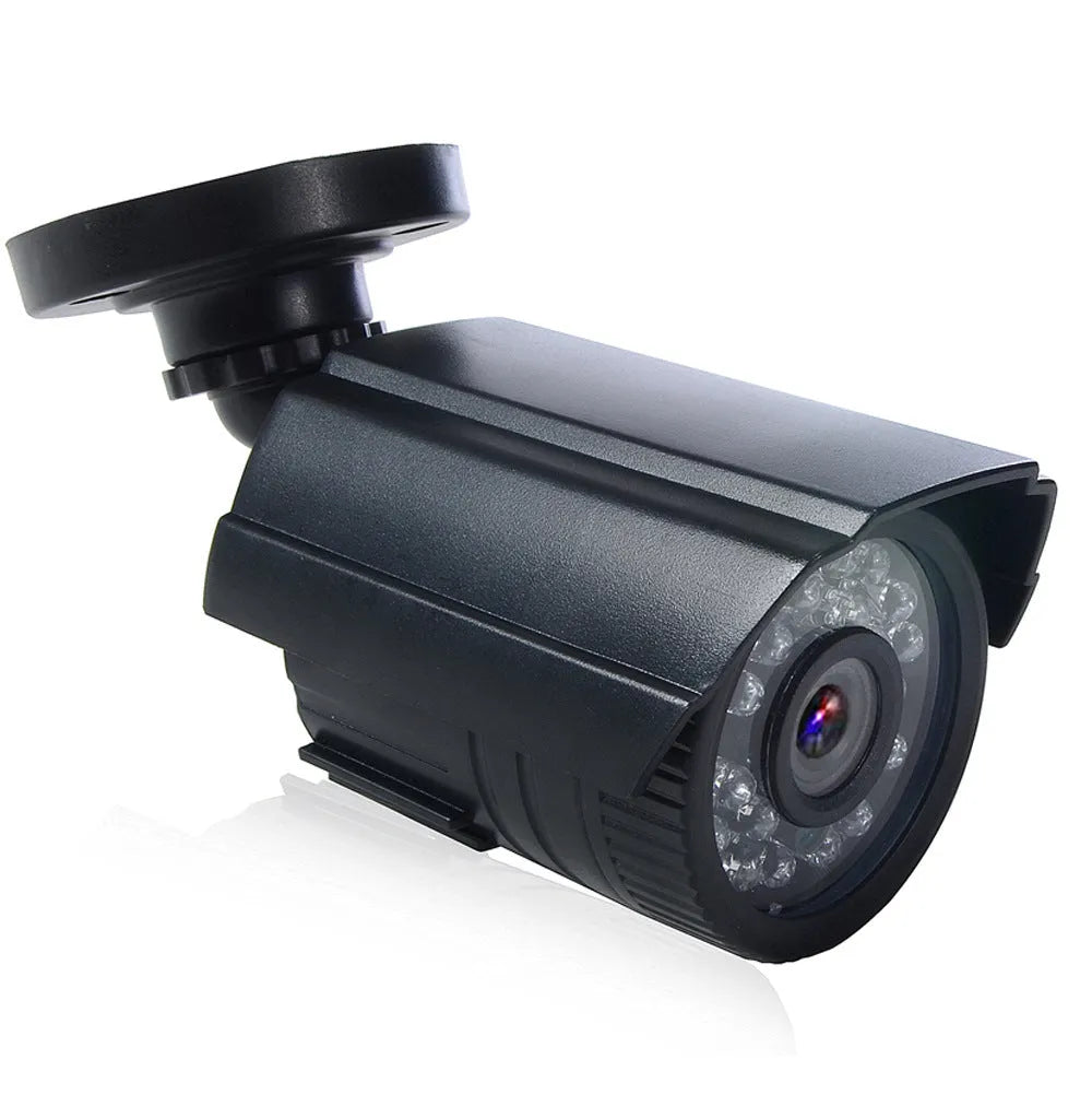 Black AHD HD waterproof security camera with infrared LEDs for night vision