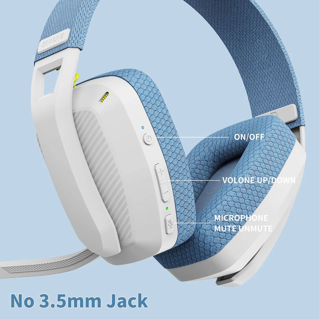 Bluetooth 5.3 2.4G dual-mode lightweight headset with mesh earmuffs and built-in microphone in BW06 Black