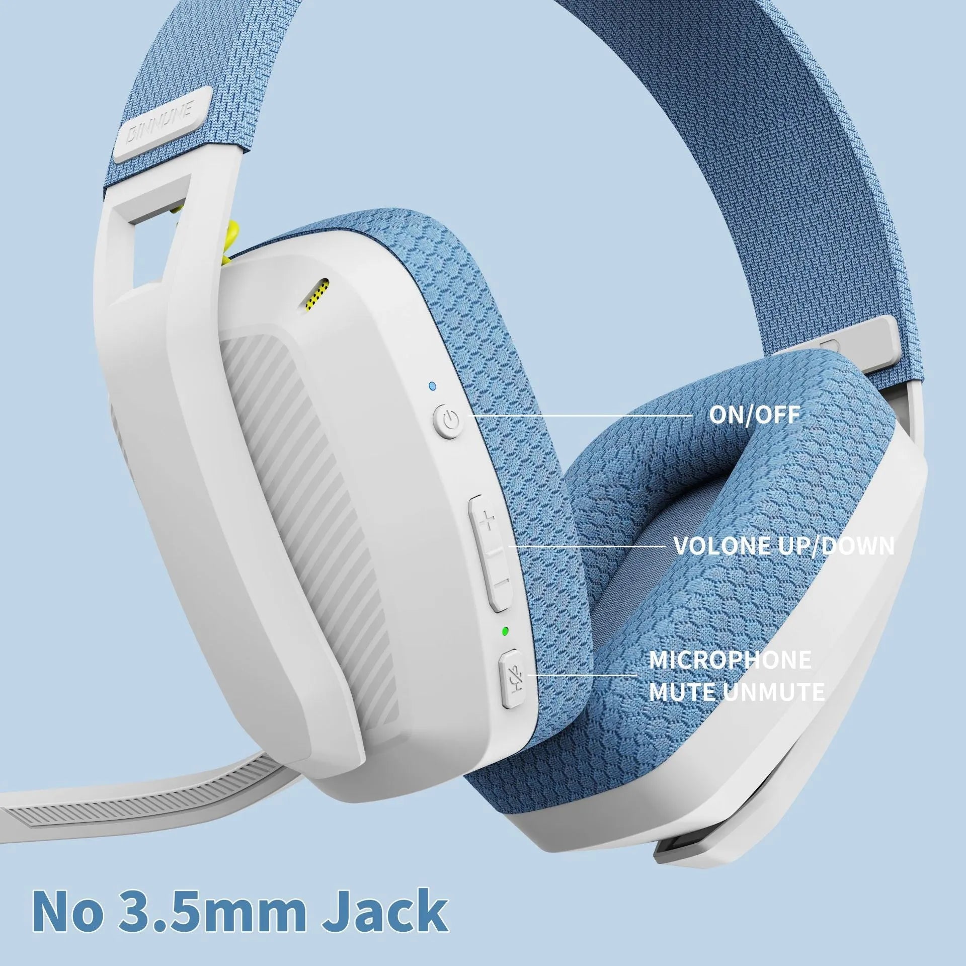 Bluetooth 5.3 2.4G dual-mode lightweight headset with mesh earmuffs and built-in microphone in BW06 Black