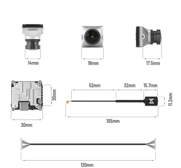 Silver Caddx DJI FPV digital video transmitter with Polar Vista kit and mounting screws