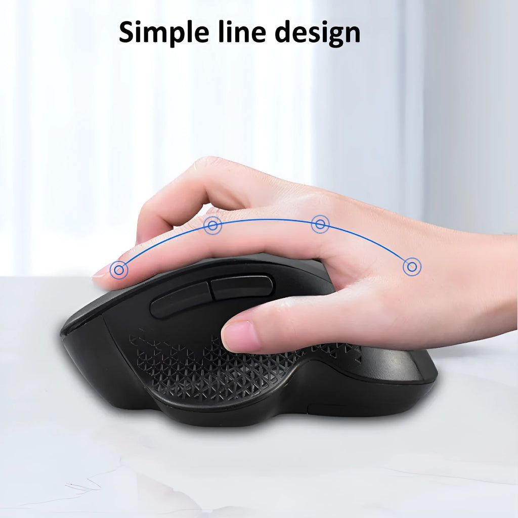 Self-charging wireless laptop mouse in black with 60cm charging cable and USB receiver