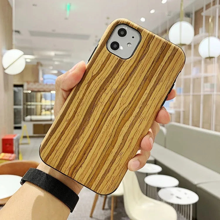 Natural wood or bamboo iPhone back cover case in rosewood colour for iPhone 11.
