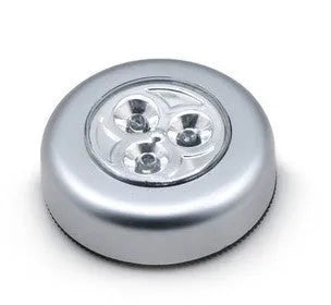 Three white 3LED touch and clap lamps for wardrobe cabinet car emergency use with battery operation