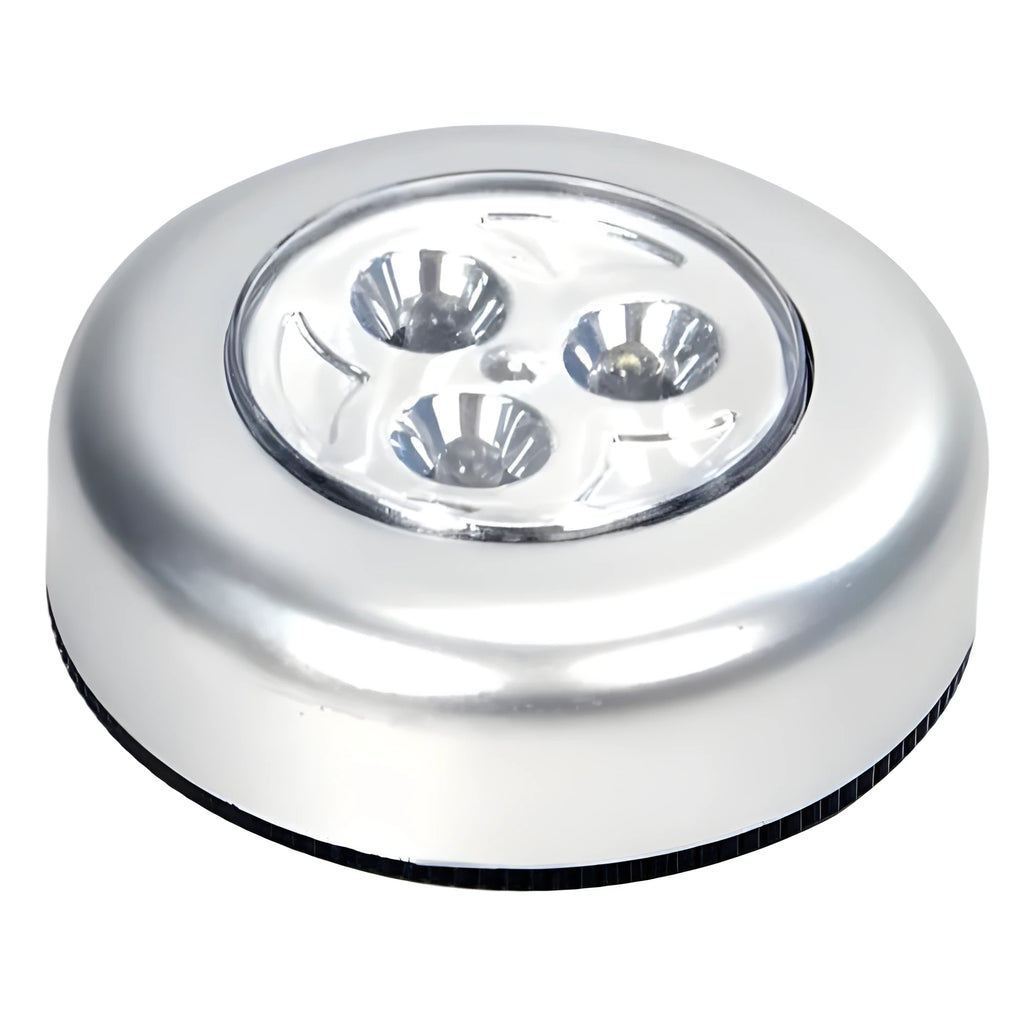 Three white 3LED touch and clap lamps for wardrobe cabinet car emergency use with battery operation