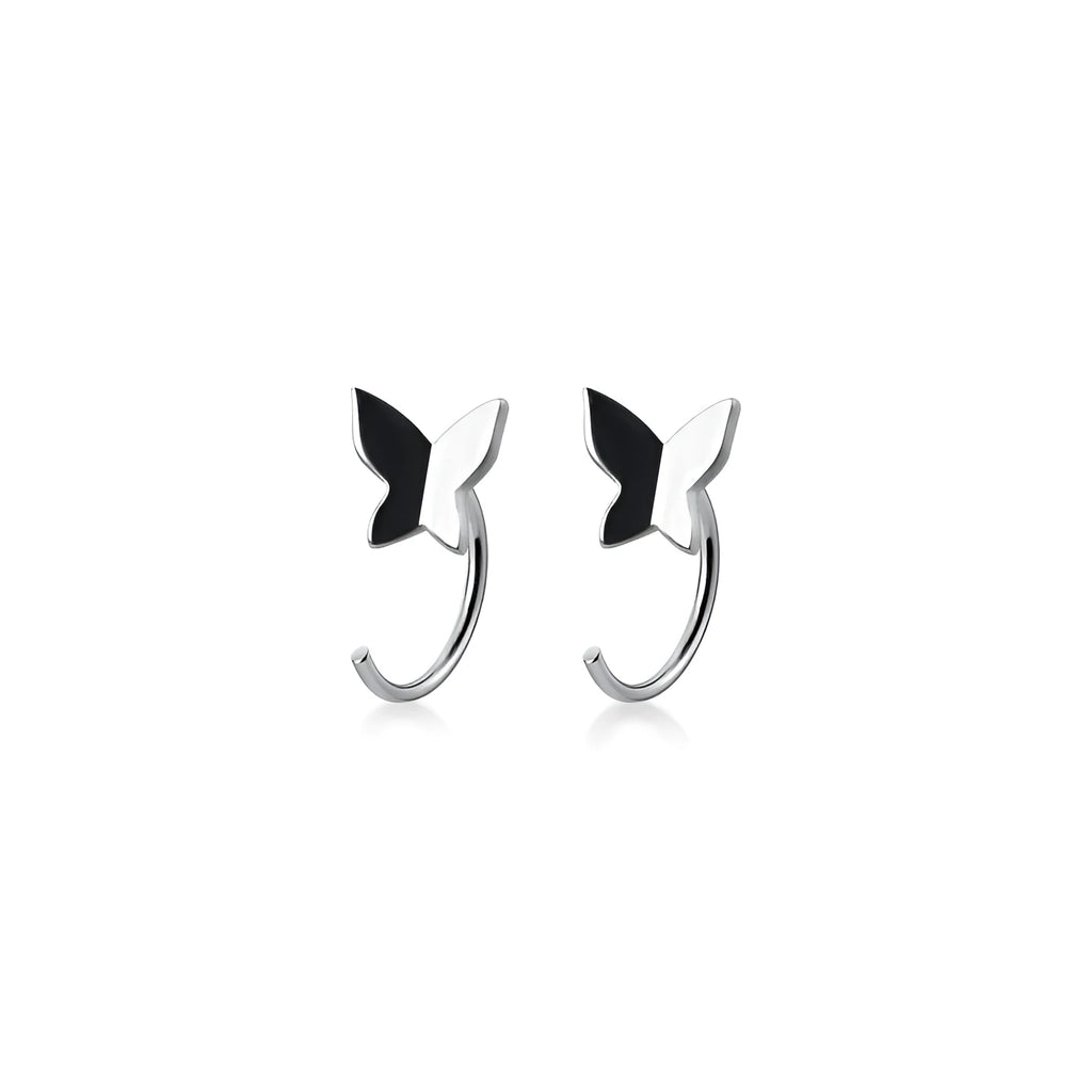 Pair of 925 silver butterfly stud earrings, 13x6mm, golden colour finish on grey background
