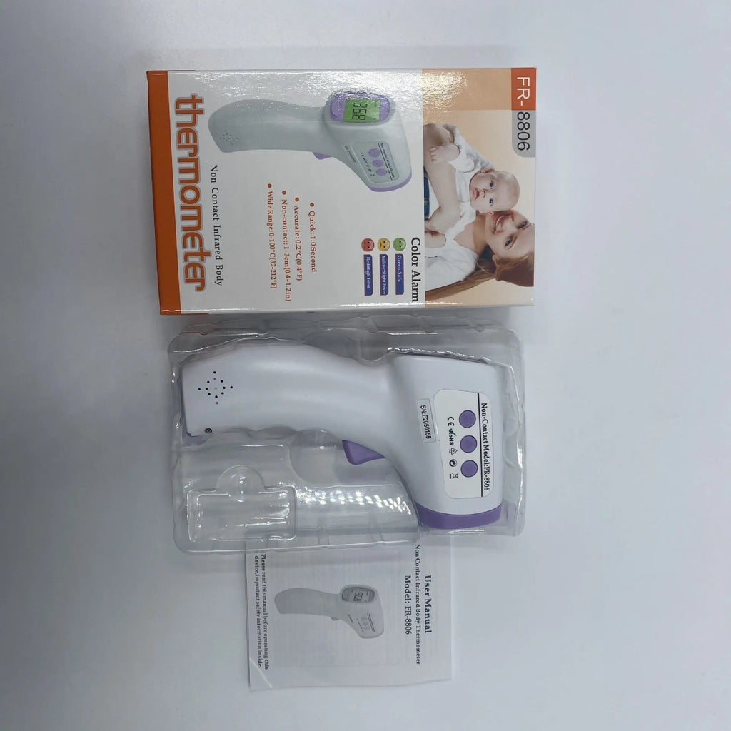 White digital non-contact infrared thermometer for forehead and ear temperature measurement