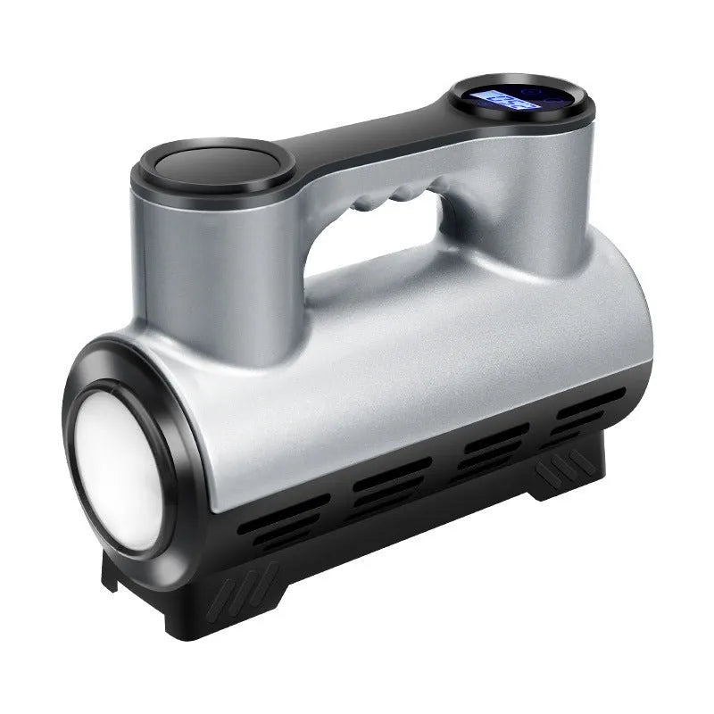 12V portable car tyre inflator with ABS housing showing digital display and three air nozzles