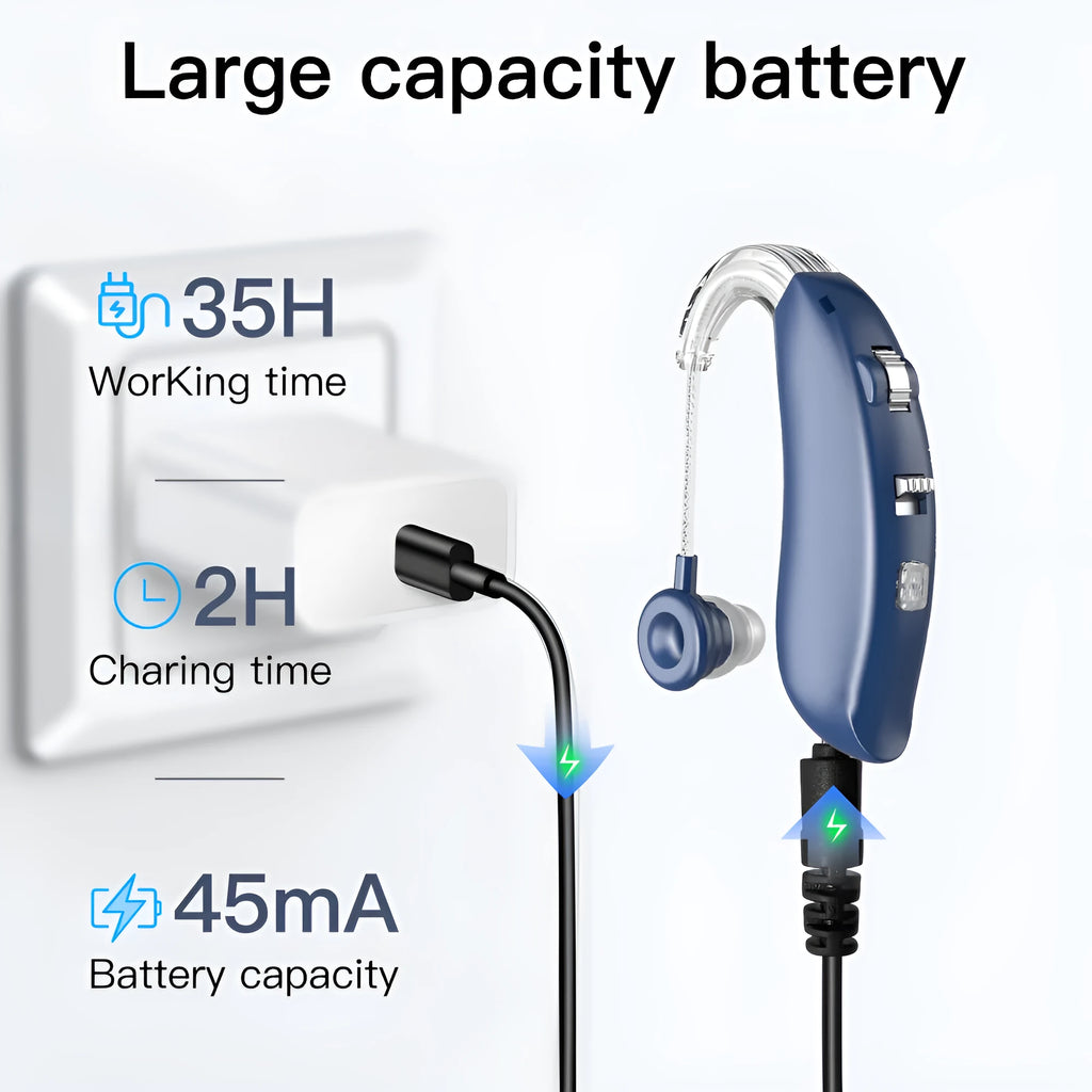 Digital hearing aid Type-C rechargeable in skin colour with Bluetooth – single unit on charger