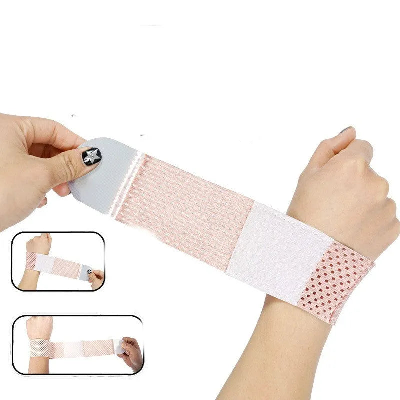 High elastic breathable athletic wristguard for wrist support in black, grey, or pink.