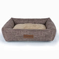 Grey plaid square cloth dog bed, medium size 60cm by 50cm.