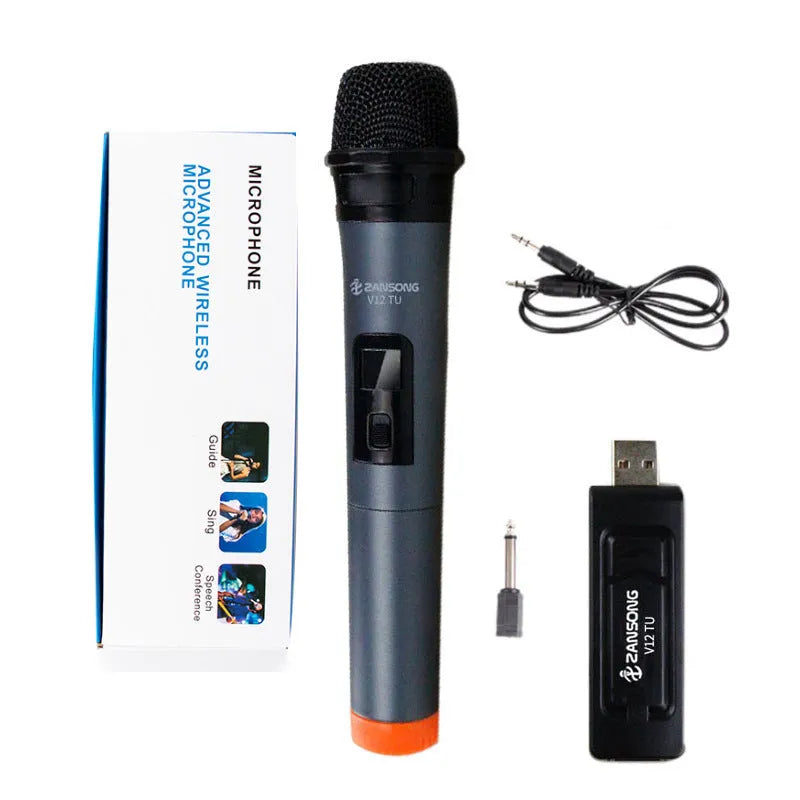 Black ZANSONG V12 wired dynamic handheld microphone with USB receiver and accessories