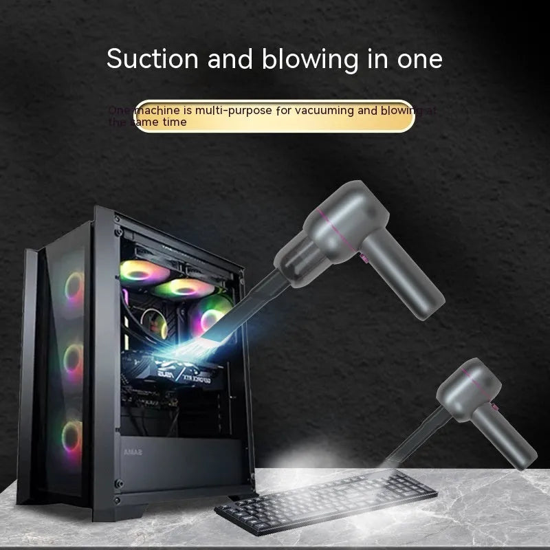 XC-06 Gray handheld portable car cleaner with rechargeable battery and multiple nozzle attachments