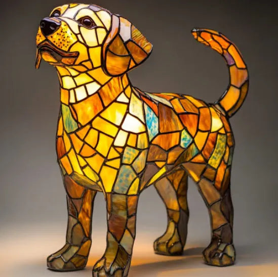 LED small night lamp art animal statue creative home desktop decoration 17cm USB switch corgi design