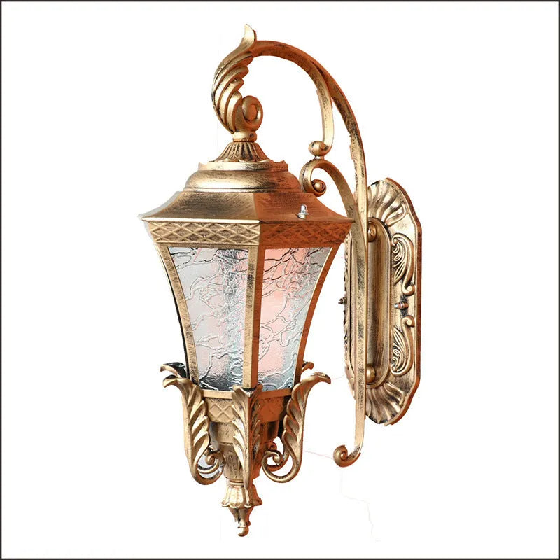 European-style black outdoor solar wall lantern with remote control for courtyard lighting