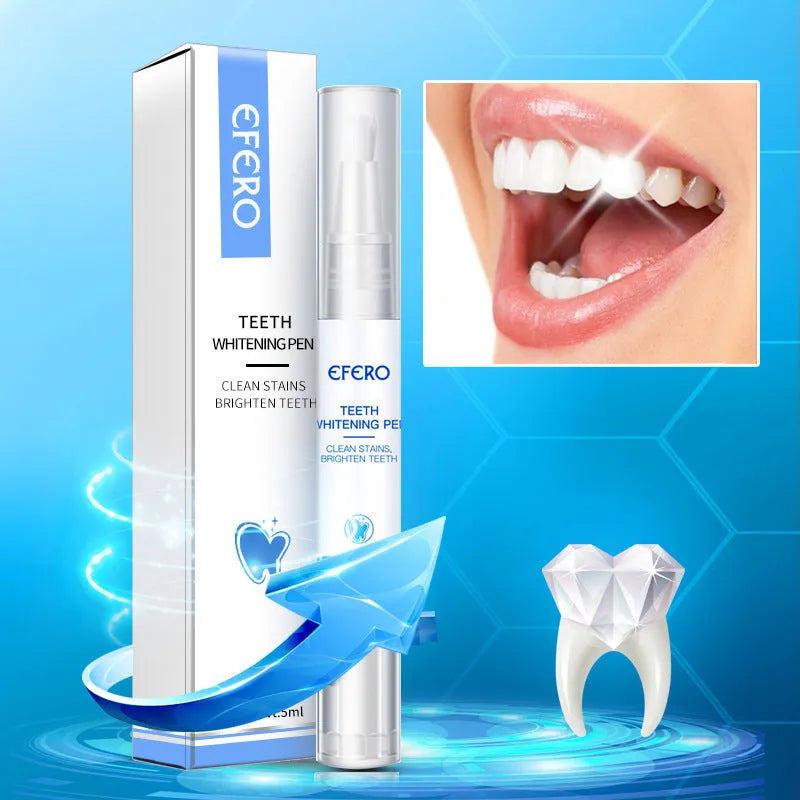 Teeth whitening pen with brush head and 5ml essence, 12.3cm length, for removing plaque and stains