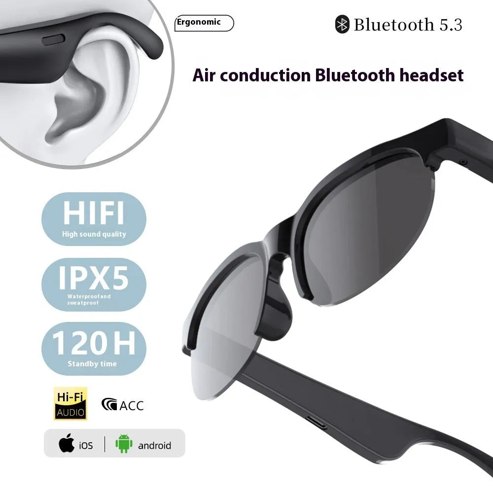 Black smart glasses with UV and blue light protection, PC ABS frame, Bluetooth, XG88 or XG88PRO model