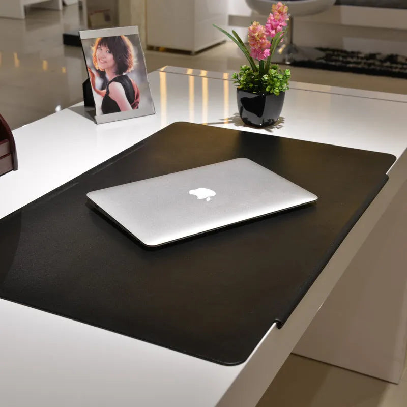 Large PVC leather desk mat mouse pad 700x450x3mm non-slip writing pad for office and gaming black brown