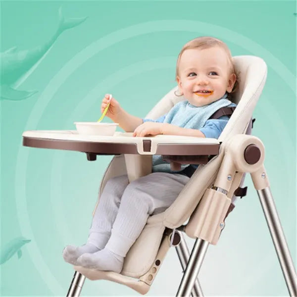 Baby chair with grow-up design, stable anti-fall structure, and waterproof plate in dream powder colour