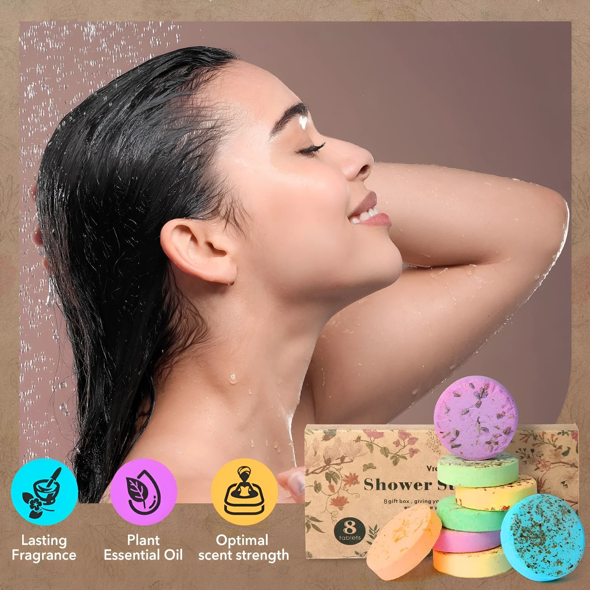 Round dry flower fragrance shower bath salts set with eight 35g pieces