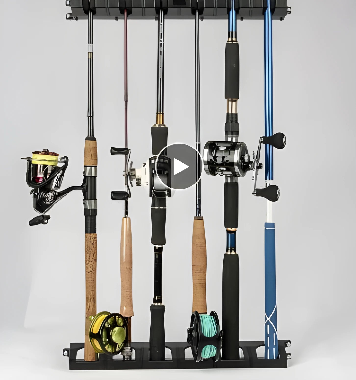 Black ABS EVA wall-mounted fishing rod display stand for Luya rods with 41.5cm length