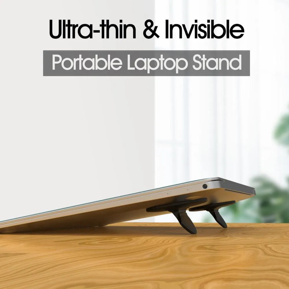 Black ABS adjustable mini portable invisible laptop stand 50x50x6.5mm pack of two