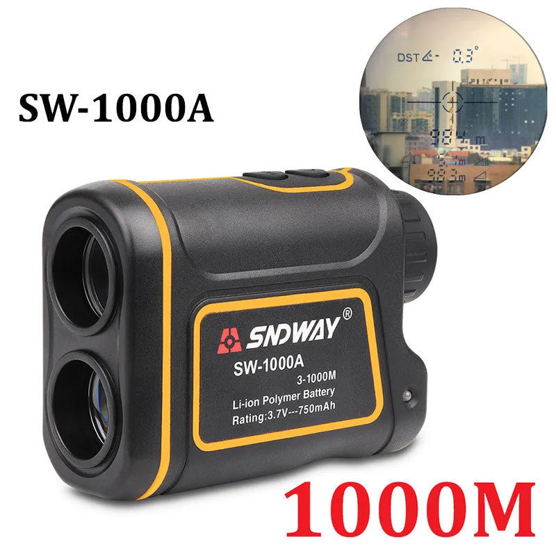 SW series handheld golf rangefinder showing compact black design with measurement display