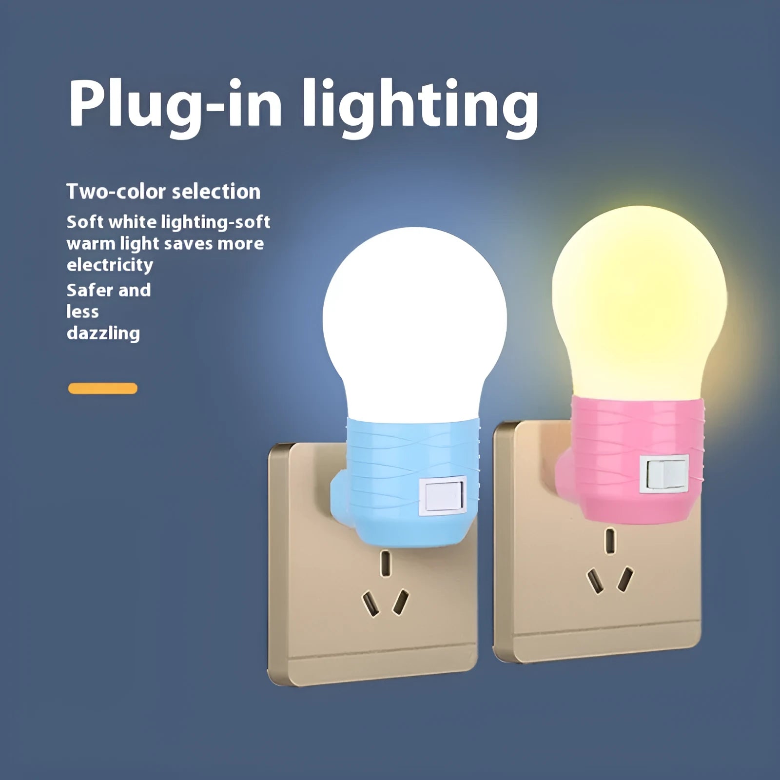 White round plug-in bedside baby night feeding lamp with compact dimensions