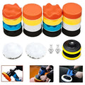 Automotive polishing pad set for waxing, polishing, and sealing, compatible with pneumatic and electric polishers