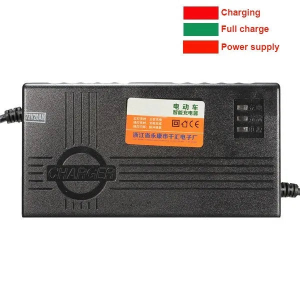 Black 72V20AH electric car charger unit for lead-acid batteries with international plugs