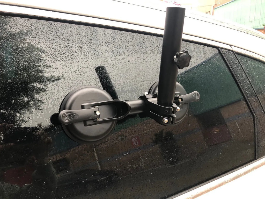 Black off-road car glass sucker flag mount base with round suction cup for vehicle window attachment