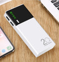 White large capacity fast charging mobile power bank with digital display and multi USB ports