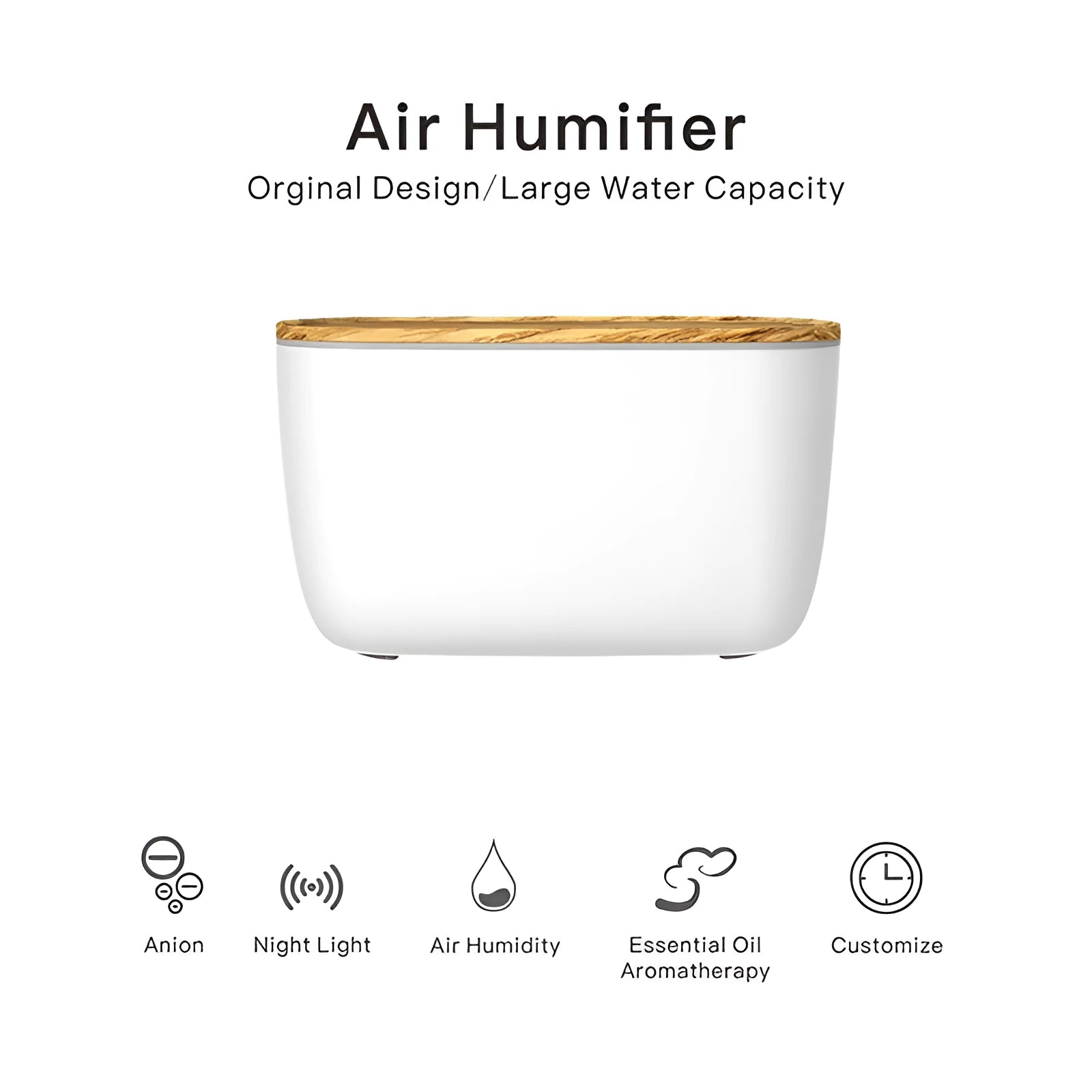 GX-22K white household atomizer humidifier and essential oil diffuser with night light on a wooden table.