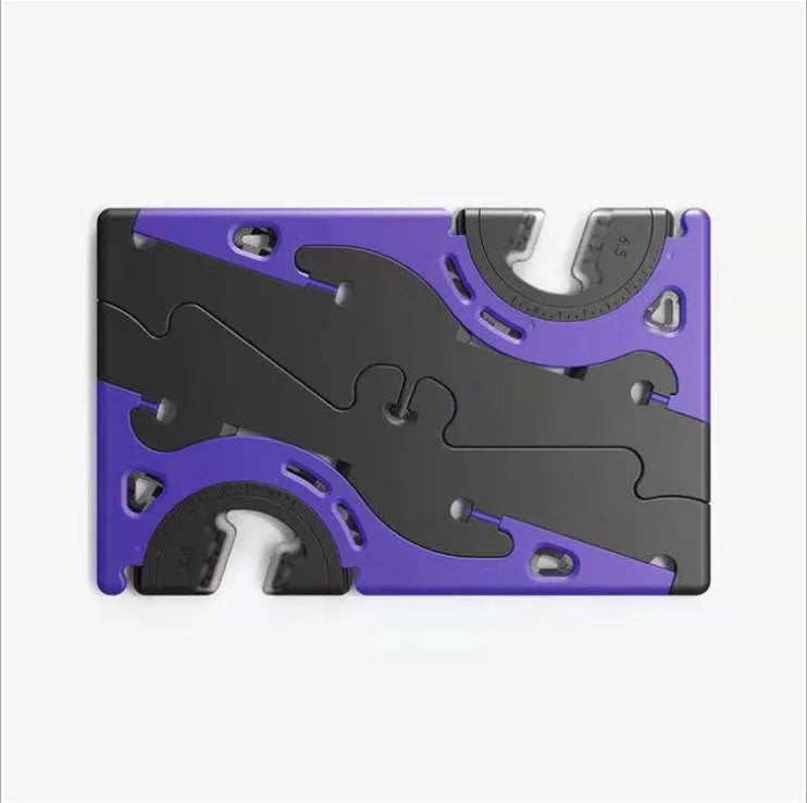 Plastic card type mobile phone holder with lazy bracket in six colour options on desktop