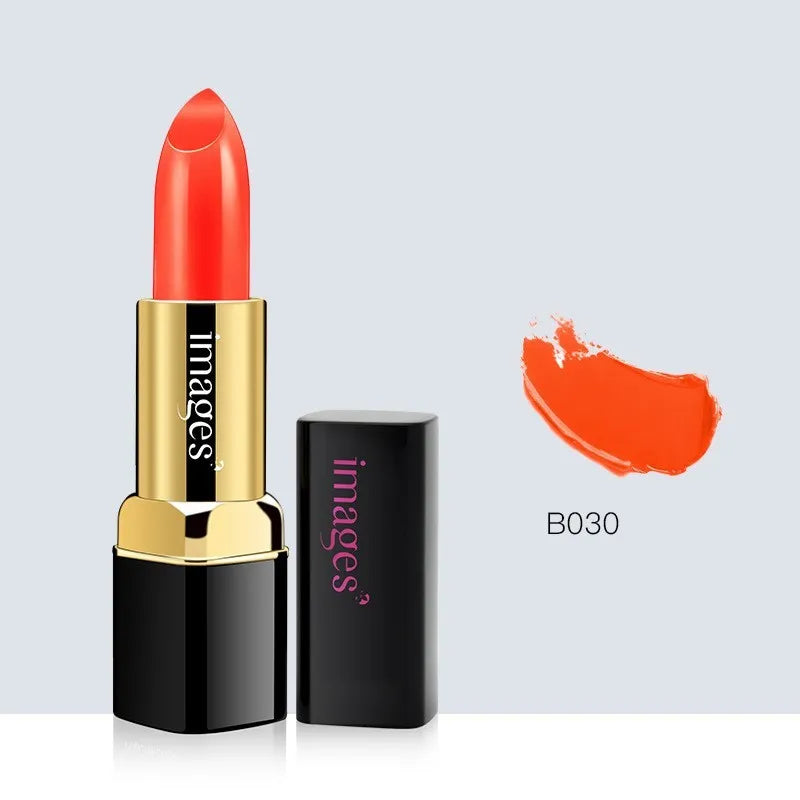Moisturising lipstick lip gloss stick in 3.8g size, shown in a range of ten colours