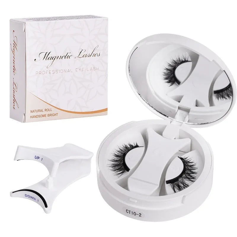 Magnetic false eyelashes inside a portable integrated soap holder case.