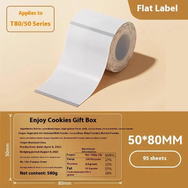 Transparent waterproof adhesive labels in multiple sizes including rectangular and circular formats