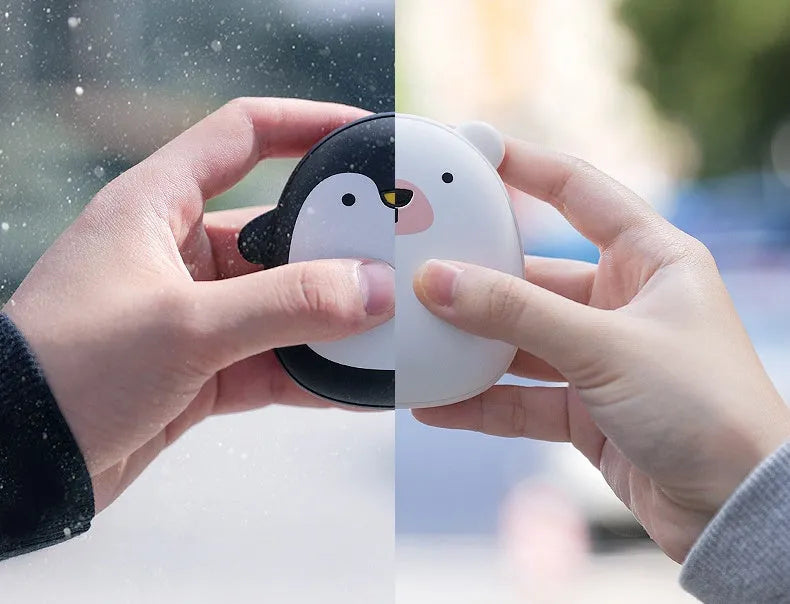 Cute cartoon penguin and polar bear design USB rechargeable electric hand warmer.
